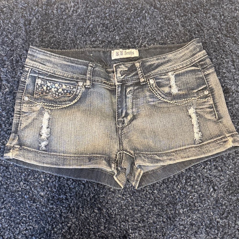 B.B. Jeans Women's Distressed Gray Jean Shorts
